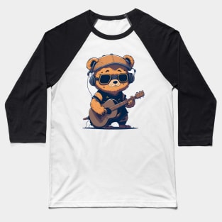 Bear Playing Guitar Baseball T-Shirt